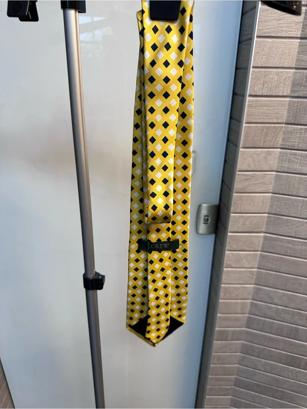J. Crew Yellow Geometric Silk Tie with Black and White Accents